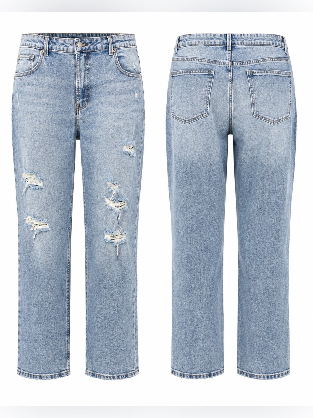 NOBO No Boundaries 20W Distressed Mom Jeans Acid Wash Straight Leg